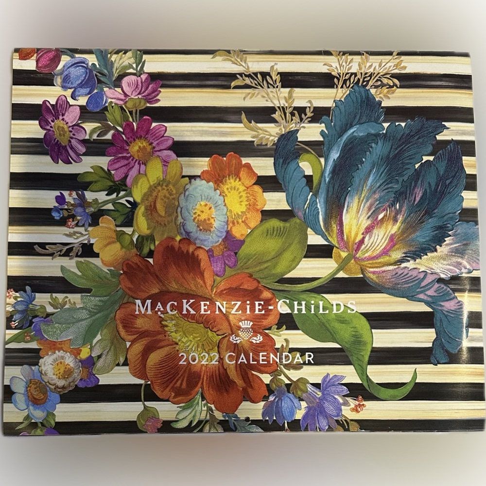 2022 MACKENZIE CHILDS CALENDAR DECOR ROYAL COURTLY CHECK STRIPE FLOWER MARKET